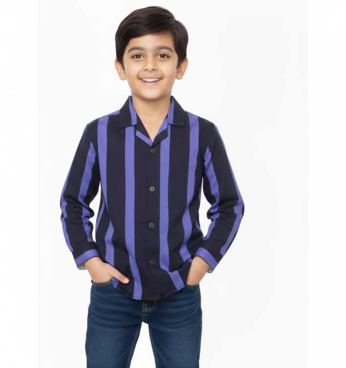 Boys Striped Revere Collar Shirt